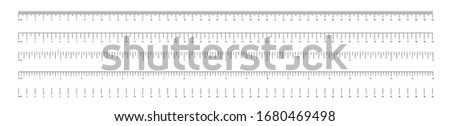 Measurement scale, markup for a ruler. Measuring tool. The release of the ruler. Size indicator units. Metric inch size indicators. Vector illustration.