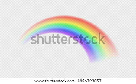 Natural arcuate phenomenon in the sky. Bright realistic arch rainbows and round halo rainbow. Fantasy symbol of good luck. Multicolor circular arc. The symbol of rain, sky, clear, nature. Vector.