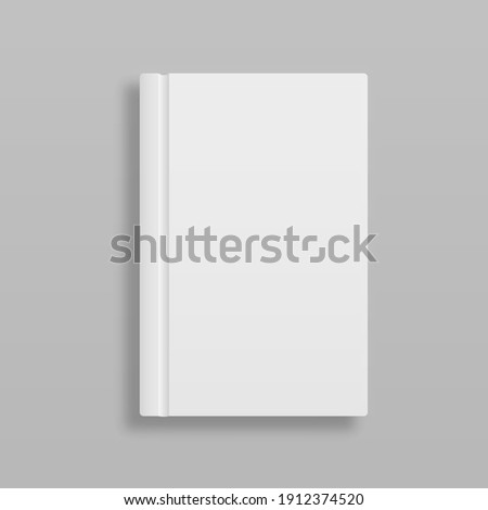 Blank vertical book cover template with pages in front. Cover brochure mockup, white soft surface, catalog magazine tutorial. Blank magazine cover, book, booklet, brochure. Vector illustration.