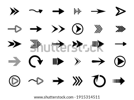 Collection of app sign elements. Big set of flat arrows isolated on white background. Collection of concept arrows for web design, mobile apps, interface and more. 