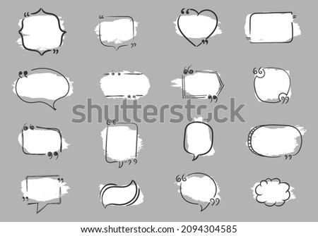 Set of quote text box for websites in hand drawn style. text box, banner, flat design. Vector illustration, eps 10.Collection of blank drawing speech bubble balloon. 
