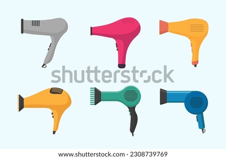 Hairdryer icon in cartoon style. Hair dryer icon. Symbol for drying hair. Hair dryer on a white background. Vector illustration, EPS 10. 