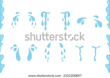 Shedding tears, tear streams, streams of tears, crying, crying, sobbing or mourning illustrations.  Cry, tears, drop concept on a white background. Vector flat cartoon character icon design.