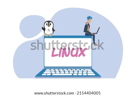 Linux operating system illustration and penguin art