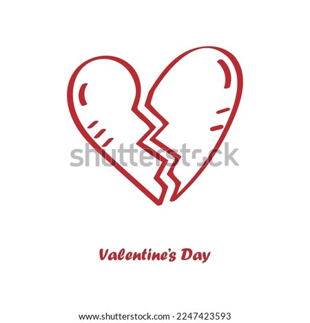 Valentines Day Hand Drawing Broken Heart Element