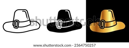 Pilgrim Hat Icon, an icon featuring a Pilgrim hat, symbolizing the early settlers of America and the historical significance of the Pilgrims in shaping the nation's history.