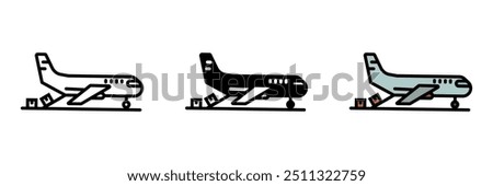 Cargo Plane Icon, A large aircraft designed for transporting heavy goods, equipment, or troops, providing logistical support for military operations.