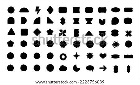 Useful Geometric Shapes, Black color, Set of simple geometric shapes