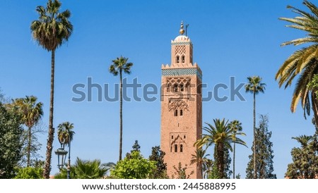 Similar – Image, Stock Photo Koutoubia Mosque minaret located at medina quarter of Marrakesh