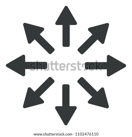 8 flat gray arrows in all directions from center