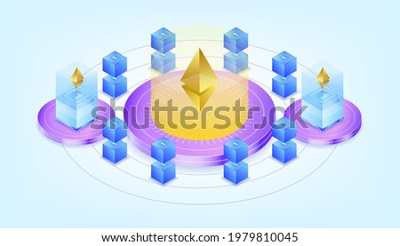 Gradient isometric nft machine. Crypto art Non fungible token machine illustration. Cryptocurrency Ethereum. Suitable for ui, ux, web, mobile, banner and infographic.