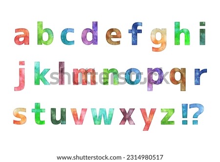 Watercolor Alphabets, lower case striped texture