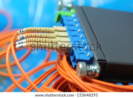 fiber cable serve with technology style against fiber optic background