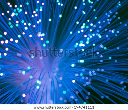 optical fibres dinamic flying from deep on technology background