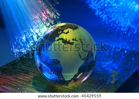 computer data concept with earth globe against fiber optic background more in my portfolio