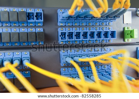 network cables and hub in data center