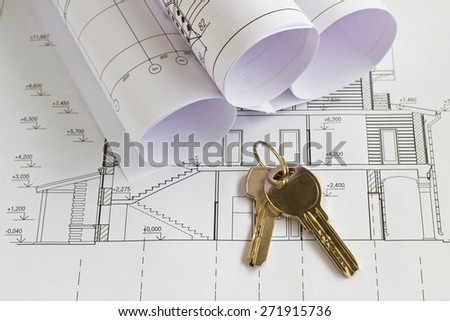 The architectural design of the house with keys