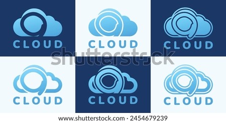 Set of letter O blue cloud logo. This logo combines letters and cloud shapes. Suitable for internet companies, apps, digital storage and the like.
