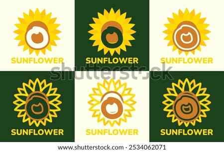 Set of letter O sunflower logo. This logo combines letters and sunflower shapes. Suitable for flower shops, flower farms, flower accessories shops and the like.