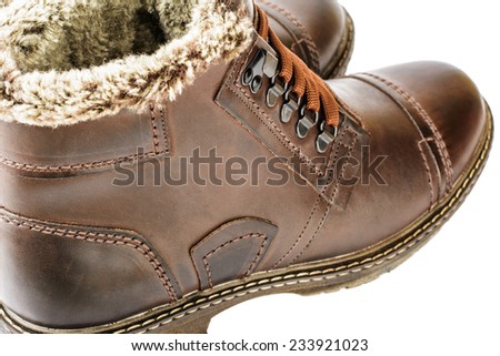 Winter boots, men's, brown, with laces and thick soles