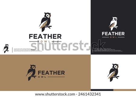 author logo with owl concept, serious and brave, logo design template.