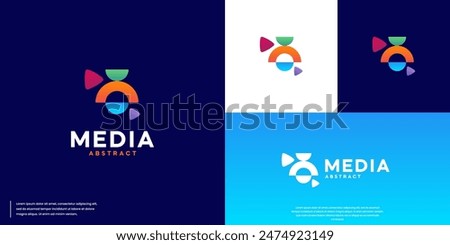 abstract logo video play button, digital broadcasting, logo design concept.