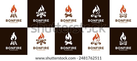 collection of adventurer logo, campfire, campground, logo design illustration.