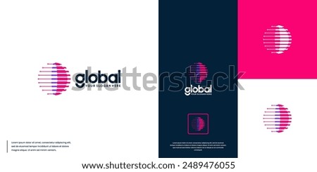 global tech logo with modern abstract style, digital technology, logo design template.