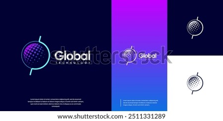 Modern abstract global technology, globe concept, logo vector template.