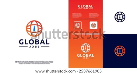 global job logo, digital job search, minimalist style, vector graphic design.