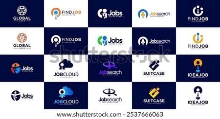 abstract logo collection looking for a job, recruiting employees, digital, graphic design inspiration.