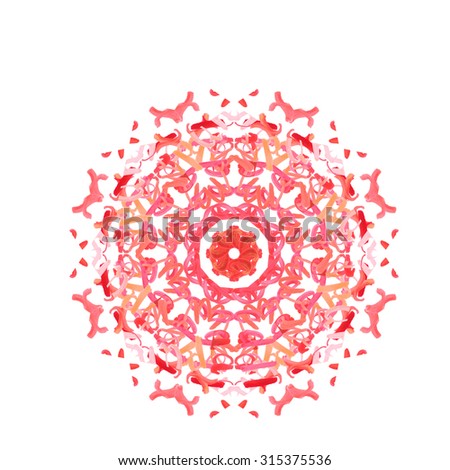 Calligraphy Watercolor Mandala Design. Geometric Mandala Design. Circle lace ornament, round ornamental geometric doily pattern.