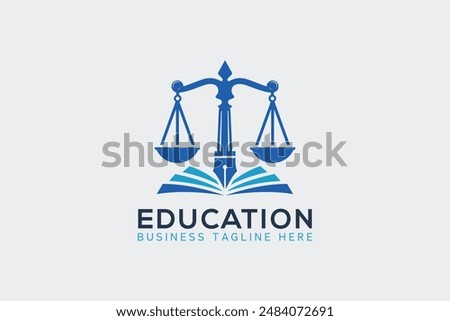 Law education logo design. book logo combination. law book attorney logo design