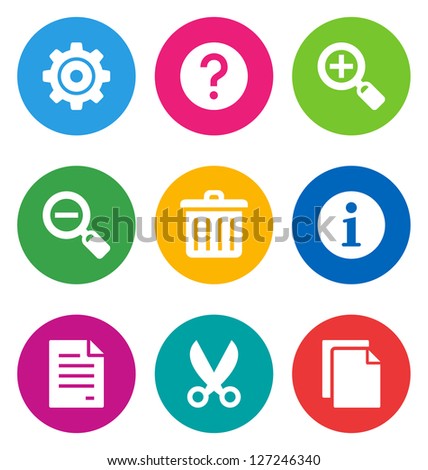 color circular basic interface icons isolated on white background/ basic interface icons