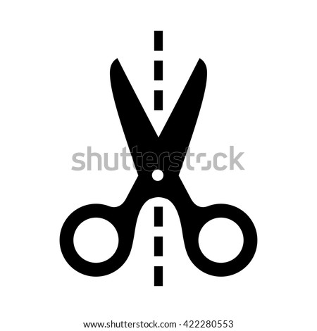 Vector scissors with cut line isolated on white