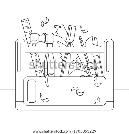 Vector carpentry tools . Coloring book. Objects are isolated.