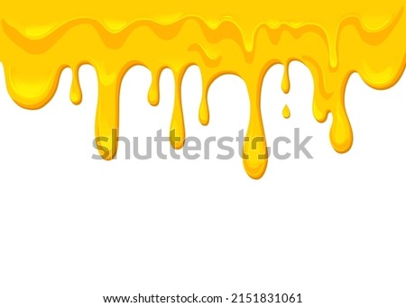 Flowing Melted cheese isolated on white background. Processed cheese wallpaper .Borders of a vector cartoon of hot cheddar, parmesan.