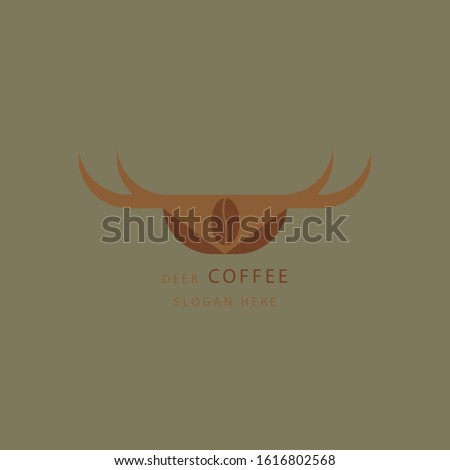 coffee logo with a picture of a deer head, simple minimalist retro-style coffee logo design for the beverage or bar business industry and cafe, emblem, classic, retro, antique coffee logo design, vint