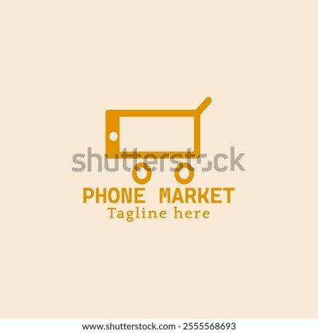 mobile phone shop vector logo design with basket. phone android vector design element