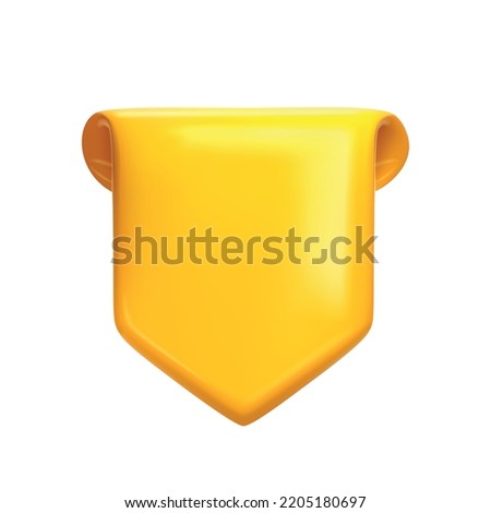 3d yellow volume bubble flag arrow tag vector illustration collection. Website tab. Web page bookmark button. Folder layout. 3d small sticker edge catalogue. Display offer option template. 