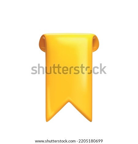 3d yellow volume bubble flag ribbon tag vector illustration collection. Website tab. Web page bookmark button. Folder layout. 3d small sticker edge catalogue. Display offer option template. 