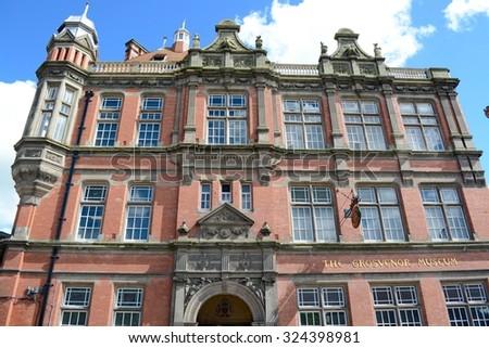 CHESTER, UK - MAY 29, 2015: The Grosvenor Museum, displaying Roman life and times in Chester and the Roman Military Occupation, Chester, Cheshire, UK