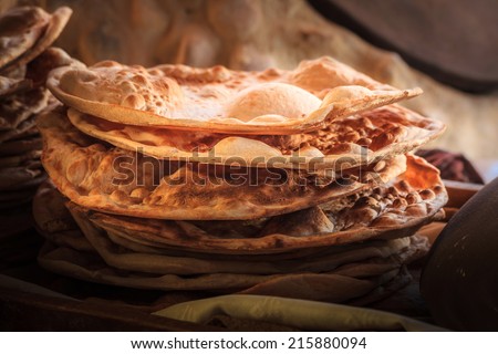 Arabic bread - location : Amman Jordan - 15.10.2013 Imagine de stoc © 