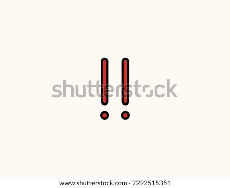 Double Exclamation Mark vector icon. Isolated Exclamation Mark flat illustration - Vector