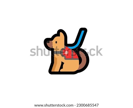 Service dog vector icon on a white background. Guide dog emoji illustration. Isolated dog vector emoticon