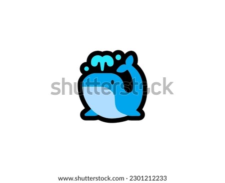 Spouting whale vector icon on a white background. Whale emoji illustration. Isolated whale vector emoticon