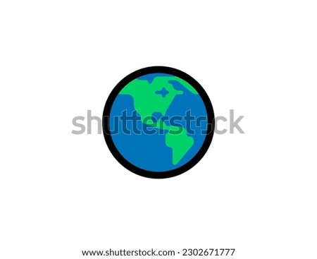 Earth vector icon on a white background. Globe Showing Americas. Earth globe emoji illustration. Isolated earth vector emoticon