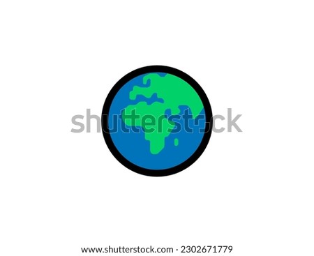 Earth vector icon on a white background. Globe Showing Europe Africa. Earth globe emoji illustration. Isolated earth vector emoticon