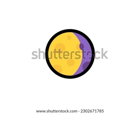 Waning Gibbous Moon vector icon on a white background. Moon Cycle, Lunar phases emoji illustration. Isolated moon vector emoticon