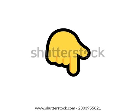 Backhand Index Finger Pointing Down vector icon on a white background. Index finger emoji illustration. Isolated hand vector emoticon